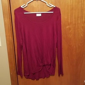 Maroon long sleeve with knotted front